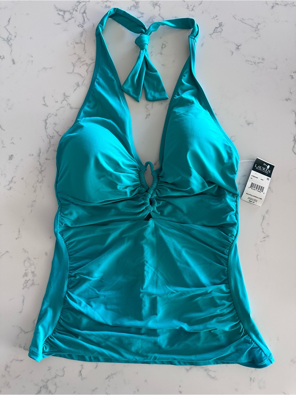 Ralph Lauren Teal Halter Swim Tankini Top